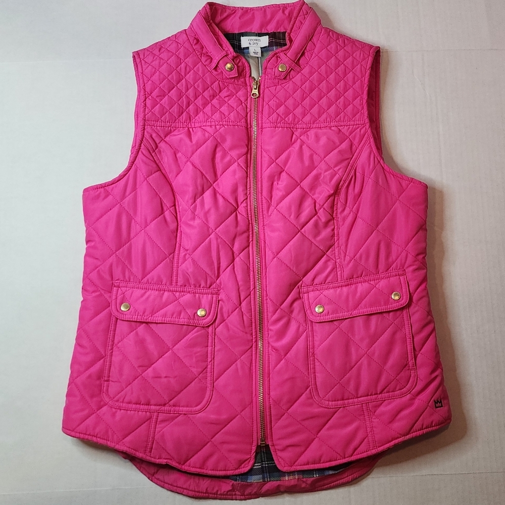 Crown & Ivy Pink Quilted Vest